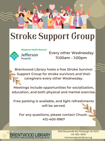 A flyer for the Stroke Support Group.