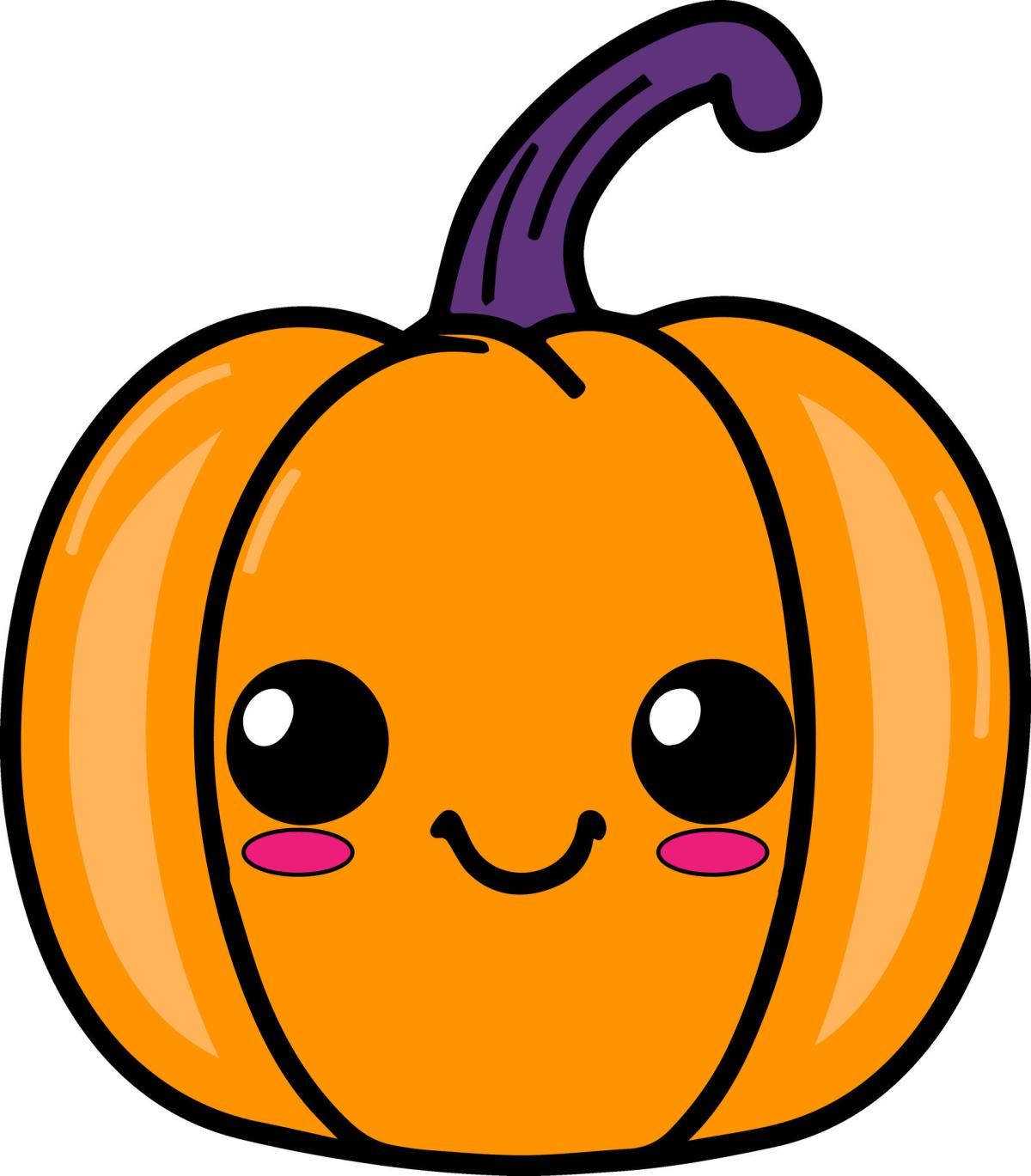 A clipart image of a Halloween pumpkin smiling.