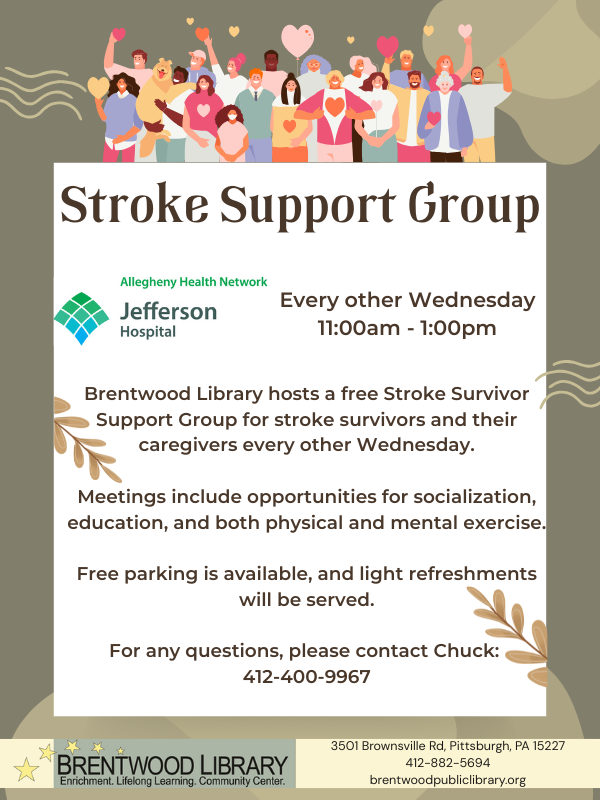 A flyer for the Stroke Support Group.
